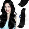 Sunny Hair Weft Hair Extensions Human Hair 18inch Sew in Hair Extensions Real Human Hair Highlights Human Hair Weft Extensions Dark Brown Mix Caramel Blonde Natural Hair Weft for Women 100g(A-#1-Jet Black)