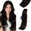 Sunny Hair Weft Hair Extensions Human Hair 18inch Sew in Hair Extensions Real Human Hair Highlights Human Hair Weft Extensions Dark Brown Mix Caramel Blonde Natural Hair Weft for Women 100g(C-#2-Darkest Brown)