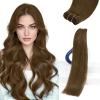 Sunny Hair Weft Hair Extensions Human Hair 18inch Sew in Hair Extensions Real Human Hair Highlights Human Hair Weft Extensions Dark Brown Mix Caramel Blonde Natural Hair Weft for Women 100g(B-#8-Light Brown)