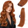 Sunny Hair Weft Hair Extensions Human Hair 18inch Sew in Hair Extensions Real Human Hair Highlights Human Hair Weft Extensions Dark Brown Mix Caramel Blonde Natural Hair Weft for Women 100g(C-#350-Copper)
