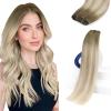 Sunny Hair Weft Hair Extensions Human Hair 18inch Sew in Hair Extensions Real Human Hair Highlights Human Hair Weft Extensions Dark Brown Mix Caramel Blonde Natural Hair Weft for Women 100g(C-#Sun18/60/60A-Ash Blonde Ombre)