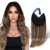Sunny Hair Wire Hair Extensions Real Human Hair Fish Line Human Hair Extensions Invisible Wire Extensions Golden Blonde with Medium Blonde Highlights #16/22 18 Inch(C-3 #1B/4/18 New)