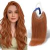 Sunny Hair Wire Hair Extensions Real Human Hair Fish Line Human Hair Extensions Invisible Wire Extensions Golden Blonde with Medium Blonde Highlights #16/22 18 Inch(B-4 #350 Copper)