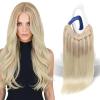 Sunny Hair Wire Hair Extensions Real Human Hair Fish Line Human Hair Extensions Invisible Wire Extensions Golden Blonde with Medium Blonde Highlights #16/22 18 Inch(C-2 #18/22/60)