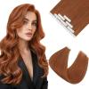 Ve Sunny Tape in Hair Extensions Real Human Hair Invisible Remy Human Hair Straight Tape Ins Double Sided Cool Brown Ombre Light Brown Balayage Medium Blonde 16 inch 10Pcs 25G(1-C Tape-#350)
