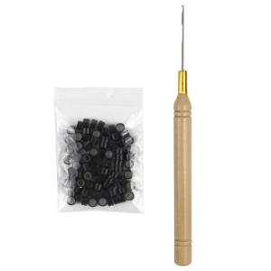 Sunny Hair 80 PCS Micro Silicone Beads Professional Tools Accessory,Brown Micro Links Hair Extensions Tools Kit Pulling Hook for Sew in Weft,Butterfly Weft,Itip Human Hair Extensions(#Black)
