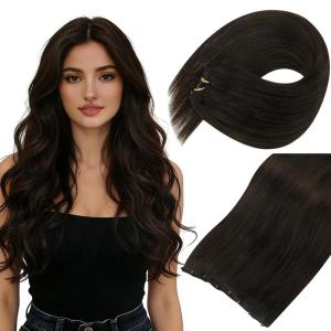 Sunny Hair Micro Bead Weft Extensions Real Human Hair Ash Blond MicroBeaded Weft Human Hair Extensions Blonde Highlights Bleach Blonde Real Human Hair for Women 20inch 50g(C-#2-Darkest Brown)