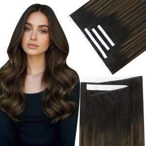 Sunny Hair Tape in Weft Hair Extensions Human Hair 22 inch 120g Tape in Hair Extensions Human Hair Black Weft Tape in Hair Extensions Thick Hair 4Pieces(#2/2/6 Brown Balayage)