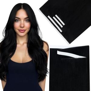 Sunny Hair Tape in Weft Hair Extensions Human Hair 22 inch 120g Tape in Hair Extensions Human Hair Black Weft Tape in Hair Extensions Thick Hair 4Pieces(#1 Jet Black)