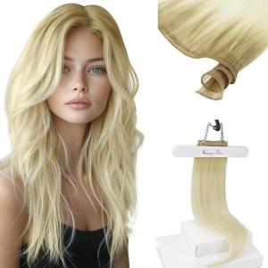 Sunny Hair Virgin Human Hair Weft Extensions Black Human Hair Extensions Sew in Genius Weft Sew in Hair Extensions Real Human Hair Hand-tied Black 20inch 25g(#12/60)