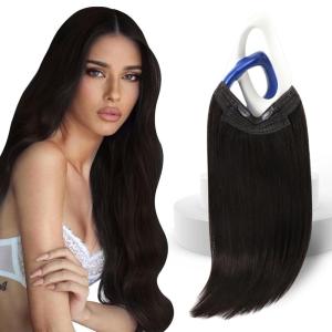 Sunny Hair Wire Hair Extensions Real Human Hair Fish Line Human Hair Extensions Invisible Wire Extensions Golden Blonde with Medium Blonde Highlights #16/22 18 Inch(B-2 #2 Darkest Brown)