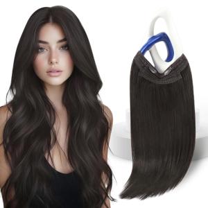 Sunny Hair Wire Hair Extensions Real Human Hair Fish Line Human Hair Extensions Invisible Wire Extensions Golden Blonde with Medium Blonde Highlights #16/22 18 Inch(C-4 #1C Mocha Brown New)