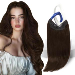 Sunny Hair Wire Hair Extensions Real Human Hair Fish Line Human Hair Extensions Invisible Wire Extensions Golden Blonde with Medium Blonde Highlights #16/22 18 Inch(B-2 #4 Chocolate Brown)