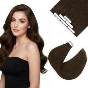 Ve Sunny Tape in Hair Extensions Real Human Hair Invisible Remy Human Hair Straight Tape Ins Double Sided Cool Brown Ombre Light Brown Balayage Medium Blonde 16 inch 10Pcs 25G(1-D Tape-#4)