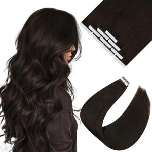 Ve Sunny Tape in Hair Extensions Real Human Hair Invisible Remy Human Hair Straight Tape Ins Double Sided Cool Brown Ombre Light Brown Balayage Medium Blonde 16 inch 10Pcs 25G(1-E Tape-#2)