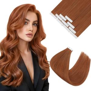 Ve Sunny Tape in Hair Extensions Real Human Hair Invisible Remy Human Hair Straight Tape Ins Double Sided Cool Brown Ombre Light Brown Balayage Medium Blonde 16 inch 10Pcs 25G(1-C Tape-#350)