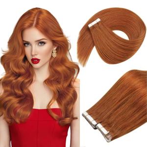 Ve Sunny Tape in Real Human Hair Extensions Invisible Hair Extensions Remy Tape in Extensions for Women Copper Red 20 inch 20Pcs 50G