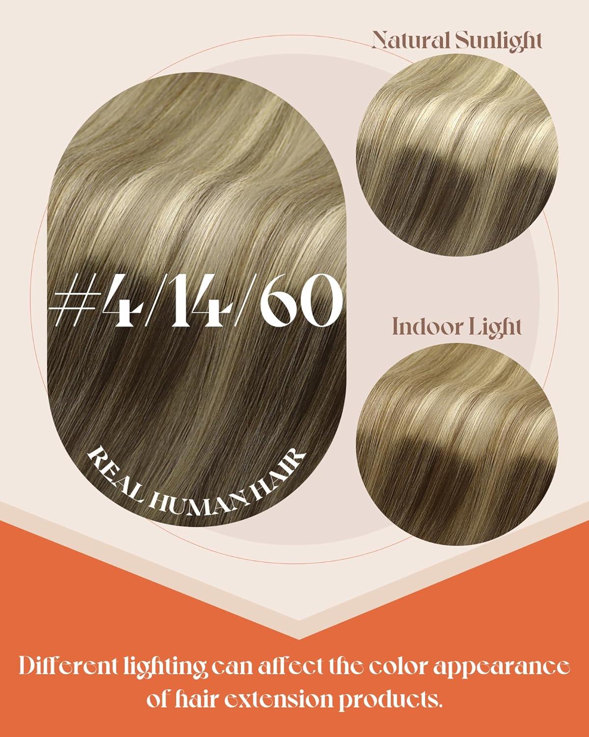 imageSunny Hair U Tip Hair Extensions Human Hair Invisible Ktip ExtensionsDark Roots to Golden Brown Mix Blonde Fusion Hair 16inch Add Volume 50g