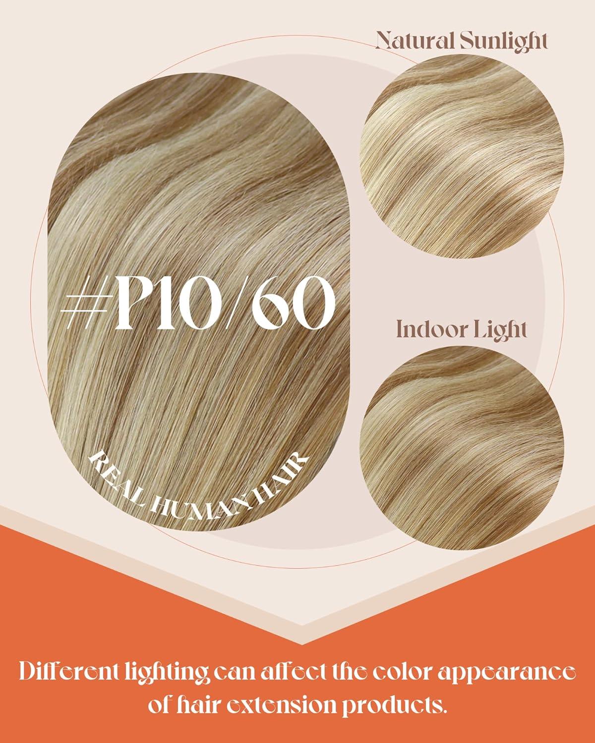 imageSunny Hair U Tip Hair Extensions Human Hair Light Brown Mix Platinum Blonde for Daily UseMidway Down the Upper Arm Ktips 18inch 50g