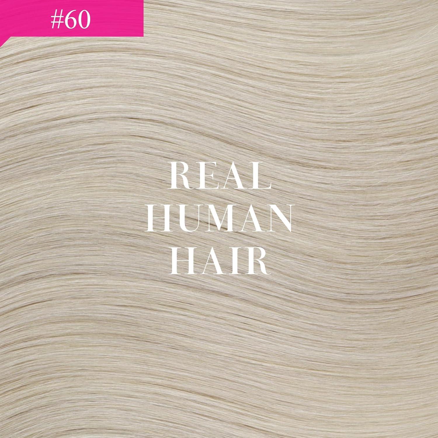 imageVe Sunny Hair Extensions Ponytail Real Human Hair 80g Wrap Around Clip in Ponytail Hair Extensions Straight Extensions Human Hair for Women Dark Brown Balayage Chestnut Brown 14 InchPony560 White Platinum Blonde