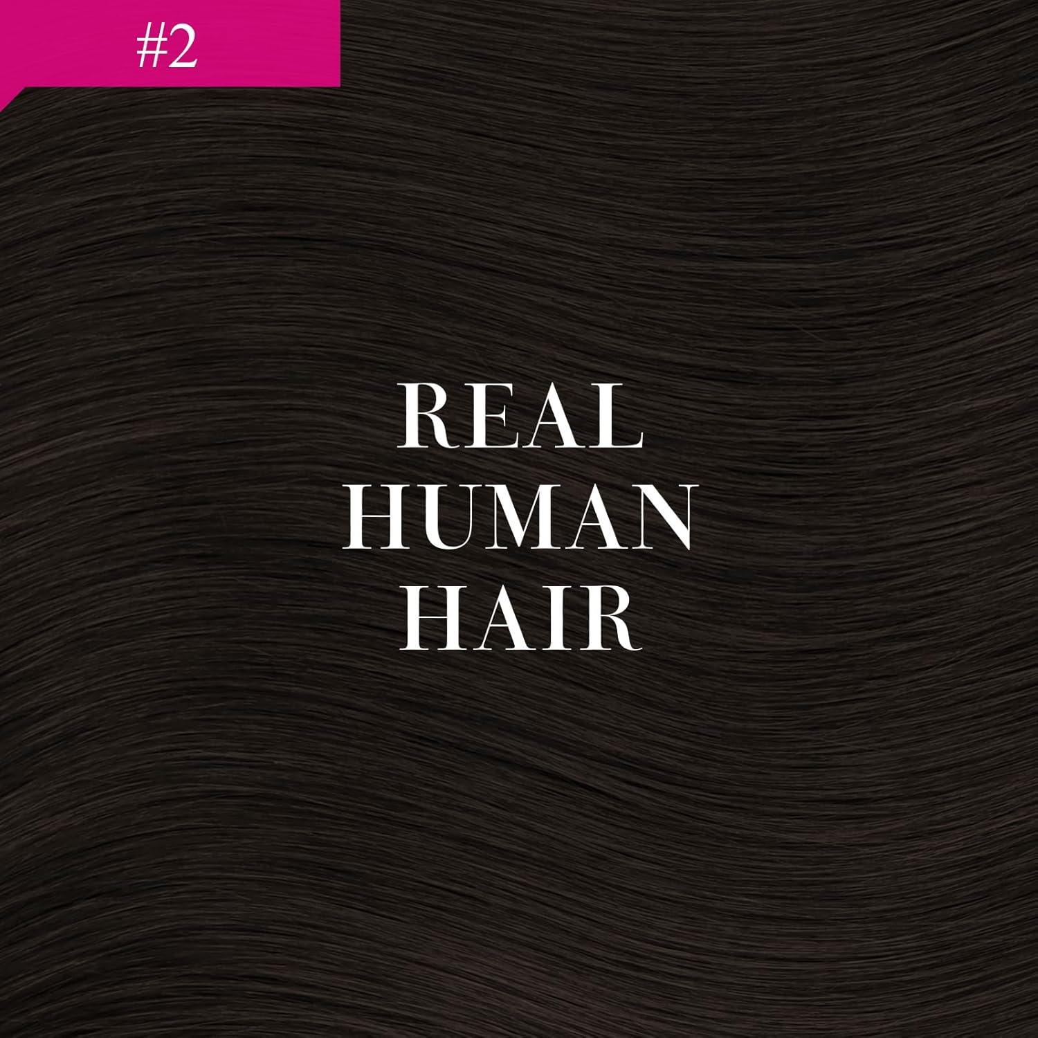 imageVe Sunny Hair Extensions Ponytail Real Human Hair 80g Wrap Around Clip in Ponytail Hair Extensions Straight Extensions Human Hair for Women Dark Brown Balayage Chestnut Brown 14 InchPony22 Brunette Dark Brown
