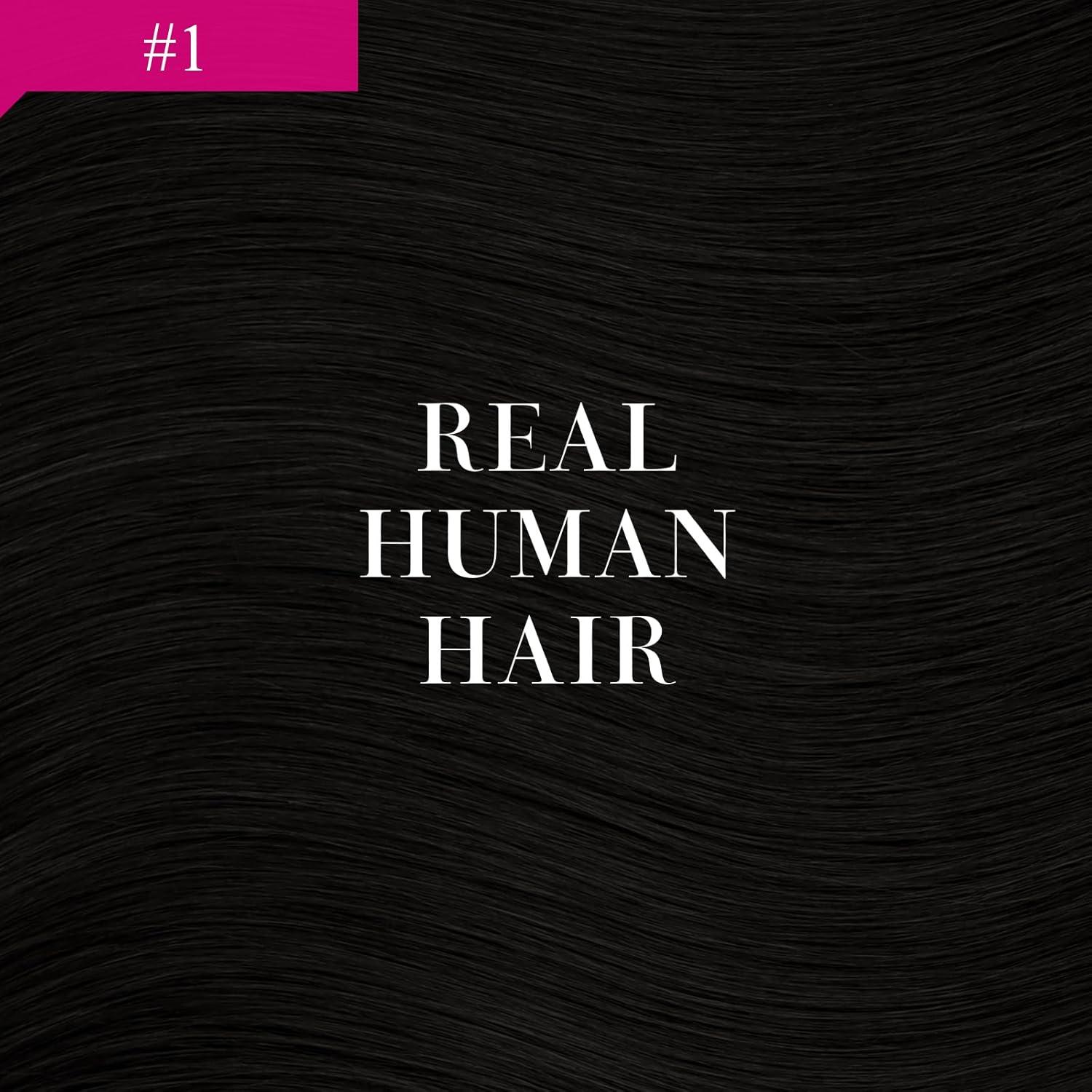 imageVe Sunny Hair Extensions Ponytail Real Human Hair 80g Wrap Around Clip in Ponytail Hair Extensions Straight Extensions Human Hair for Women Dark Brown Balayage Chestnut Brown 14 InchPony31 Jet Black