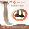 Sunny Hair 20inch K Tip Hair Extensions Human Hair Easy to Maintain U Tip Hair Extensions Human Hair Ombre Ash Blonde Balayage Platinum Blonde K Tips Hair Extensions Real Human Hair 50g