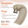 Sunny Hair 20inch K Tip Hair Extensions Human Hair Easy to Maintain U Tip Hair Extensions Human Hair Ombre Ash Blonde Balayage Platinum Blonde K Tips Hair Extensions Real Human Hair 50g