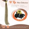 Sunny Hair 50g K Tip Hair Extensions Human Hair Easy to Curl K Tip Extensions Brown Balayage Blonde U Tip Hair Extensions for Party 14inch