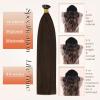 Sunny Hair Flat Tip Hair Extensions Darkest Brown Keratin Flat Tip Hair Extensions Real Human Hair Soft Straight Hair Remy Hair Extensions Hot Fusion Flat Tip Human Hair Extensions 50g/pack 18inch