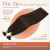 Sunny Hair Flat Tip Hair Extensions Darkest Brown Keratin Flat Tip Hair Extensions Real Human Hair Soft Straight Hair Remy Hair Extensions Hot Fusion Flat Tip Human Hair Extensions 50g/pack 18inch