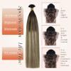Sunny Hair Flat Tip Hair Extensions Human Hair 24 inches Keratin Extensions Real Hair Balayage Brown with Blonde Hair Extensions Real Human Hair Keratin Bonds 50g