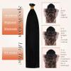 Sunny Hair Flat Tip Hair Extensions Human Hair Black Keratin Hair Extensions Human Hair 24 inch Long Straight Hair Extensions Real Human Hair Keratin Bonds 50g 1g/s