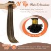 Sunny Hair U Tip Hair Extensions Human Hair 16inch Ktip Human Hair Extensions Dark Brown Balayage Blonde Utip Hair Extensions Human Hair for Party 50g