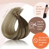 Sunny Hair U Tip Hair Extensions Human Hair Invisible Ktip ExtensionsDark Roots to Golden Brown Mix Blonde Fusion Hair 16inch Add Volume 50g