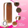 Ve Sunny Hair Extensions Ponytail Real Human Hair 80g Wrap Around Clip in Ponytail Hair Extensions Straight Extensions Human Hair for Women Dark Brown Balayage Chestnut Brown 14 Inch(Pony-7-#350 Copper)