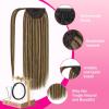Ve Sunny Hair Extensions Ponytail Real Human Hair 80g Wrap Around Clip in Ponytail Hair Extensions Straight Extensions Human Hair for Women Dark Brown Balayage Chestnut Brown 14 Inch(Pony-6-#4/27 Medium Brown Highlighted Caramel Blonde)