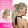 Ve Sunny Hair Extensions Ponytail Real Human Hair 80g Wrap Around Clip in Ponytail Hair Extensions Straight Extensions Human Hair for Women Dark Brown Balayage Chestnut Brown 14 Inch(Pony-1-#SUN Ash Grey Balayage Platinum Blonde)