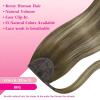 Ve Sunny Hair Extensions Ponytail Real Human Hair 80g Wrap Around Clip in Ponytail Hair Extensions Straight Extensions Human Hair for Women Dark Brown Balayage Chestnut Brown 14 Inch(Pony-5-#3/8/22 Walnut Brown Ombre Light Brown Balayage Blonde)