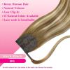 Ve Sunny Hair Extensions Ponytail Real Human Hair 80g Wrap Around Clip in Ponytail Hair Extensions Straight Extensions Human Hair for Women Dark Brown Balayage Chestnut Brown 14 Inch(Pony-4-#6/60/6 Chestnut Brown Ombre Platinum Blonde)