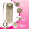 Ve Sunny Hair Extensions Ponytail Real Human Hair 80g Wrap Around Clip in Ponytail Hair Extensions Straight Extensions Human Hair for Women Dark Brown Balayage Chestnut Brown 14 Inch(Pony-1-#SUN Ash Grey Balayage Platinum Blonde)