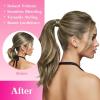 Ve Sunny Hair Extensions Ponytail Real Human Hair 80g Wrap Around Clip in Ponytail Hair Extensions Straight Extensions Human Hair for Women Dark Brown Balayage Chestnut Brown 14 Inch(Pony-5-#3/8/22 Walnut Brown Ombre Light Brown Balayage Blonde)