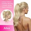 Ve Sunny Hair Extensions Ponytail Real Human Hair 80g Wrap Around Clip in Ponytail Hair Extensions Straight Extensions Human Hair for Women Dark Brown Balayage Chestnut Brown 14 Inch(Pony-1-#27/60 Strawberry Blonde Highlights Bleach Blonde)