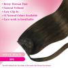 Ve Sunny Hair Extensions Ponytail Real Human Hair 80g Wrap Around Clip in Ponytail Hair Extensions Straight Extensions Human Hair for Women Dark Brown Balayage Chestnut Brown 14 Inch(Pony-2-#2/6/2 Dark Brown Balayage Chestnut Brown)