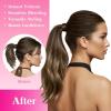Ve Sunny Hair Extensions Ponytail Real Human Hair 80g Wrap Around Clip in Ponytail Hair Extensions Straight Extensions Human Hair for Women Dark Brown Balayage Chestnut Brown 14 Inch(Pony-4-#4/27/4 Medium Brown Balayage Ombre Caramel Blonde)