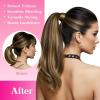 Ve Sunny Hair Extensions Ponytail Real Human Hair 80g Wrap Around Clip in Ponytail Hair Extensions Straight Extensions Human Hair for Women Dark Brown Balayage Chestnut Brown 14 Inch(Pony-3-#1B/4/27 Black Ombre Dark Brown Balayage Caramel Blonde)