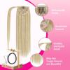 Ve Sunny Hair Extensions Ponytail Real Human Hair 80g Wrap Around Clip in Ponytail Hair Extensions Straight Extensions Human Hair for Women Dark Brown Balayage Chestnut Brown 14 Inch(Pony-1-#27/60 Strawberry Blonde Highlights Bleach Blonde)