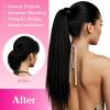 Ve Sunny Hair Extensions Ponytail Real Human Hair 80g Wrap Around Clip in Ponytail Hair Extensions Straight Extensions Human Hair for Women Dark Brown Balayage Chestnut Brown 14 Inch(Pony-3-#1 Jet Black)