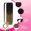 Ve Sunny Hair Extensions Ponytail Real Human Hair 80g Wrap Around Clip in Ponytail Hair Extensions Straight Extensions Human Hair for Women Dark Brown Balayage Chestnut Brown 14 Inch(Pony-3-#1B/4/27 Black Ombre Dark Brown Balayage Caramel Blonde)