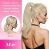 Ve Sunny Hair Extensions Ponytail Real Human Hair 80g Wrap Around Clip in Ponytail Hair Extensions Straight Extensions Human Hair for Women Dark Brown Balayage Chestnut Brown 14 Inch(Pony-5-#60 White Platinum Blonde)